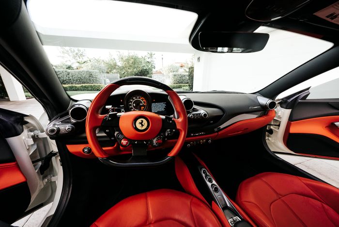 Explore a sleek luxury car interior