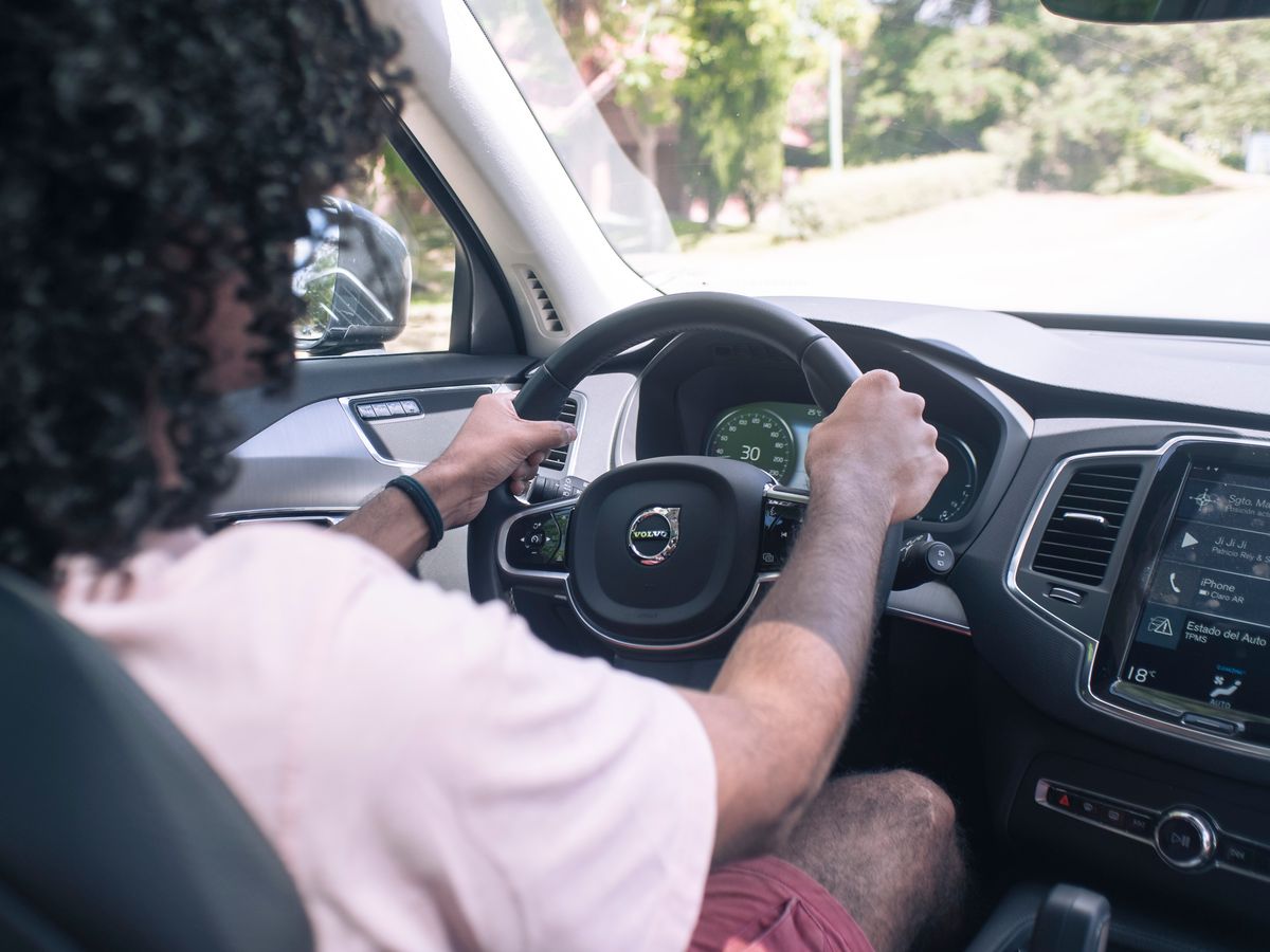 Man driving car