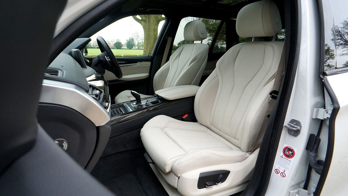 Premium white leather car interior
